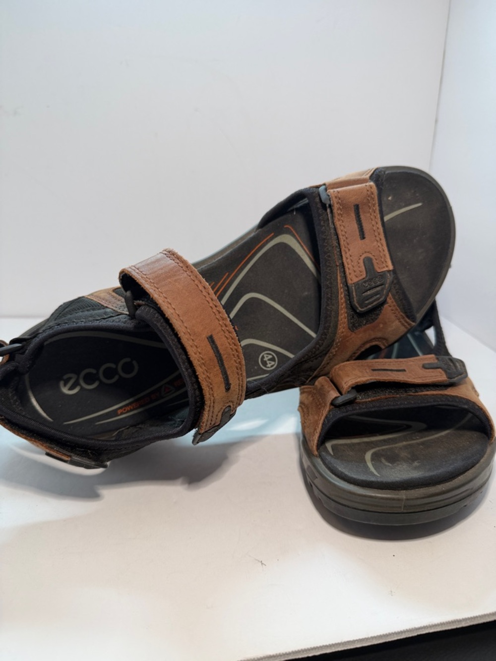 Ecco Brown and Black Men's Adjustable Strap Comfort Sandals - Picture 2 of 7
